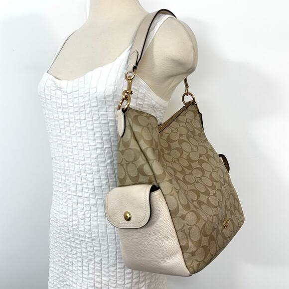 Coach Pennie Shoulder Bag Signature Coated Canvas Refined Pebbled Leather C1523 - Picture 2 of 14